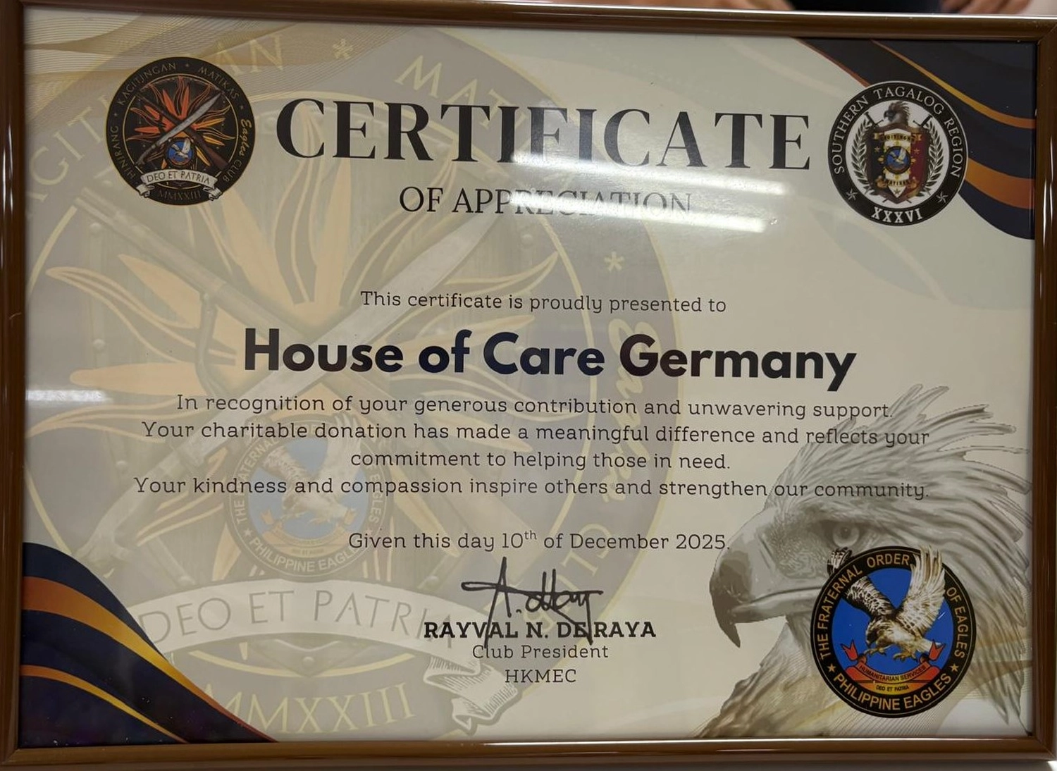 House of Care Germany gemeinnützige UG – Tierbetreuung – Zertifikat