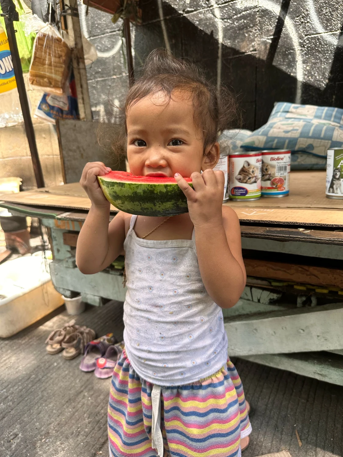 House of Care Germany gemeinnützige UG – Tierbetreuungsdienst – Dieses Bild zeigt ein Kind, das ein Stück Wassermelone genießt. House of Care Germany gemeinnützige UG - Tierbetreuung -