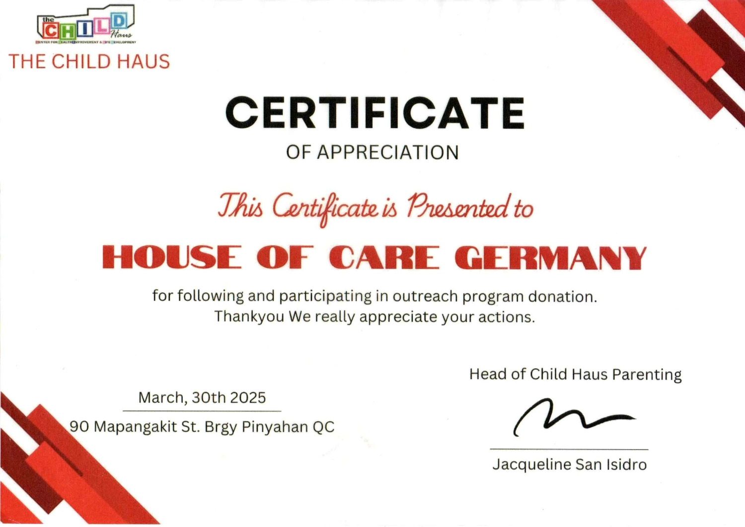 House of Care Germany gemeinnützige UG – Tierbetreuung – Zertifikat